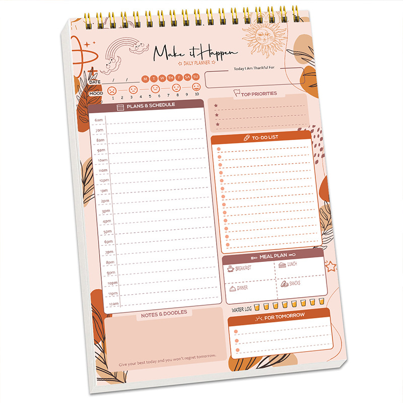 Office Stationery Supply List - Planer-Agenda Spiralgebundenes A5-Notizbuch Tagesplaner To-Do-Liste Notizblock