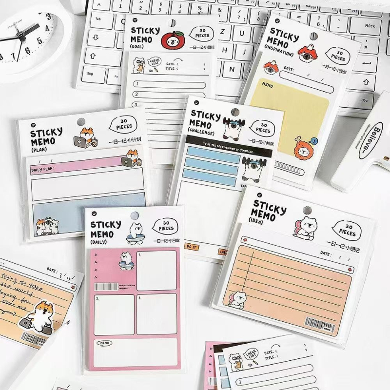Office Stationery Supply List - Büro- und Schulbedarf: Süße Notizblöcke im