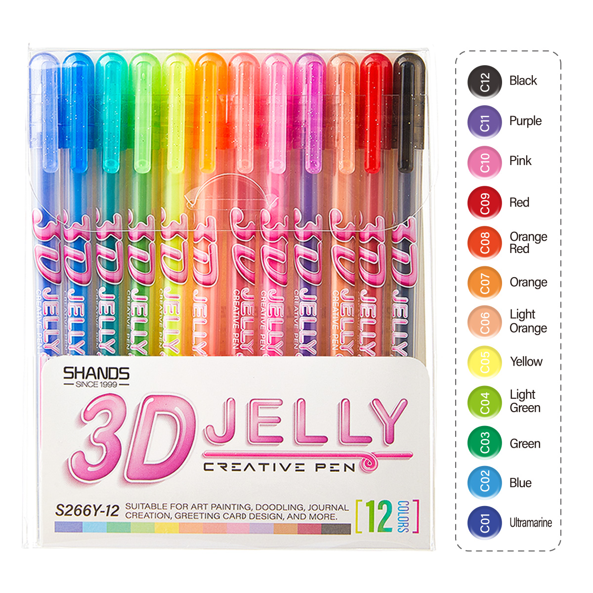 Gel Ink Pen Set - SHANDS 12-teiliges 3D-Gelschreiber-Set, 1,0 mm dicke