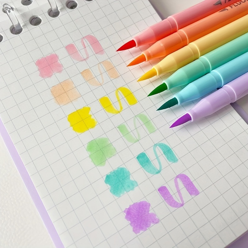 Highlighter Set Pastel - 6 stücke Weichen Pinsel Fluoreszenz Stift