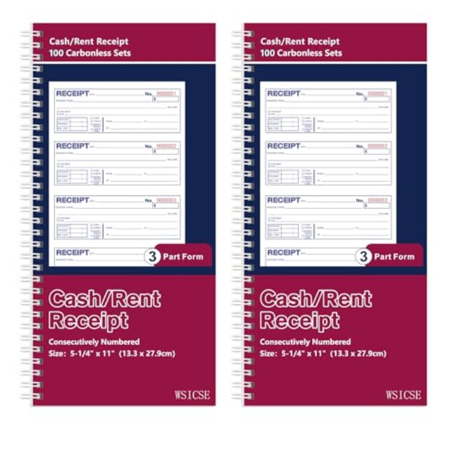 Carbon Copy Book - 2er-Pack Quittungsbücher mit Kohlefolie, 3-fach kopierbar,