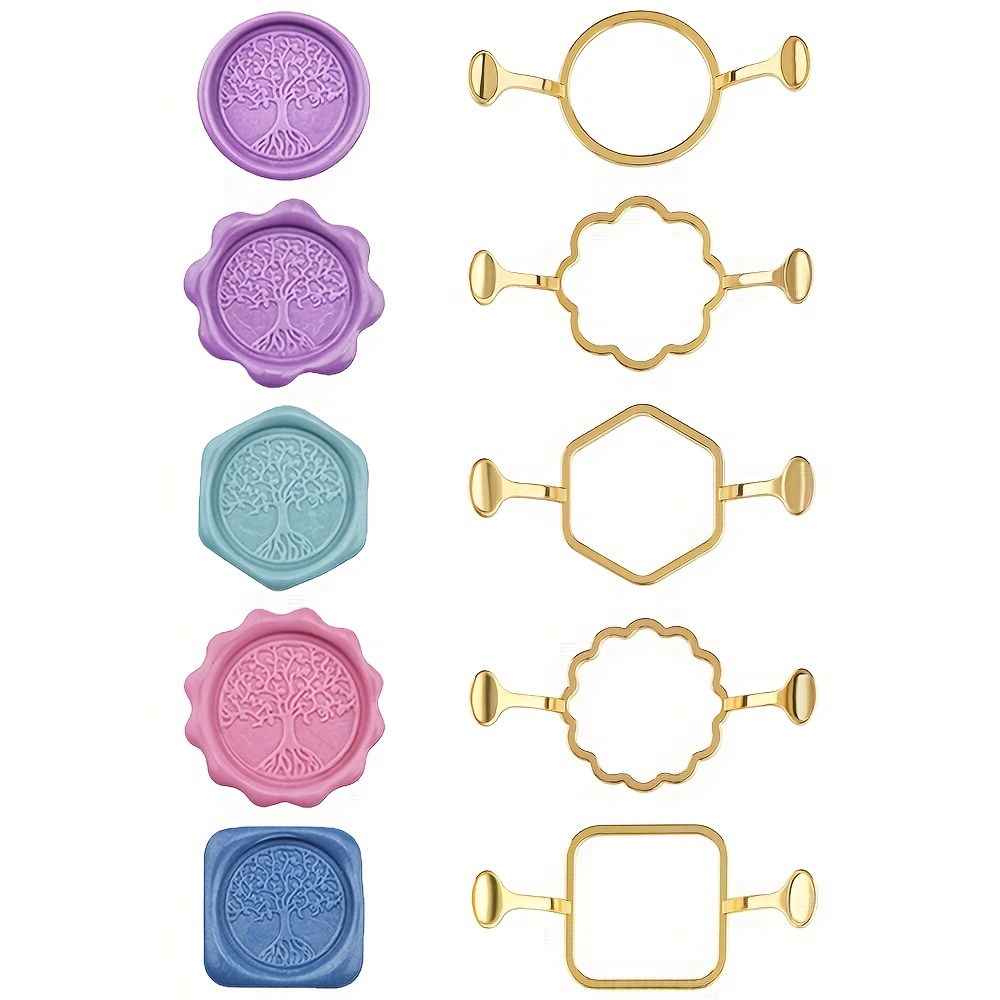 Wax Seal Stamp Kit - 5er-Pack sechseckiges quadratisches Wachssiegel-Set aus Metall