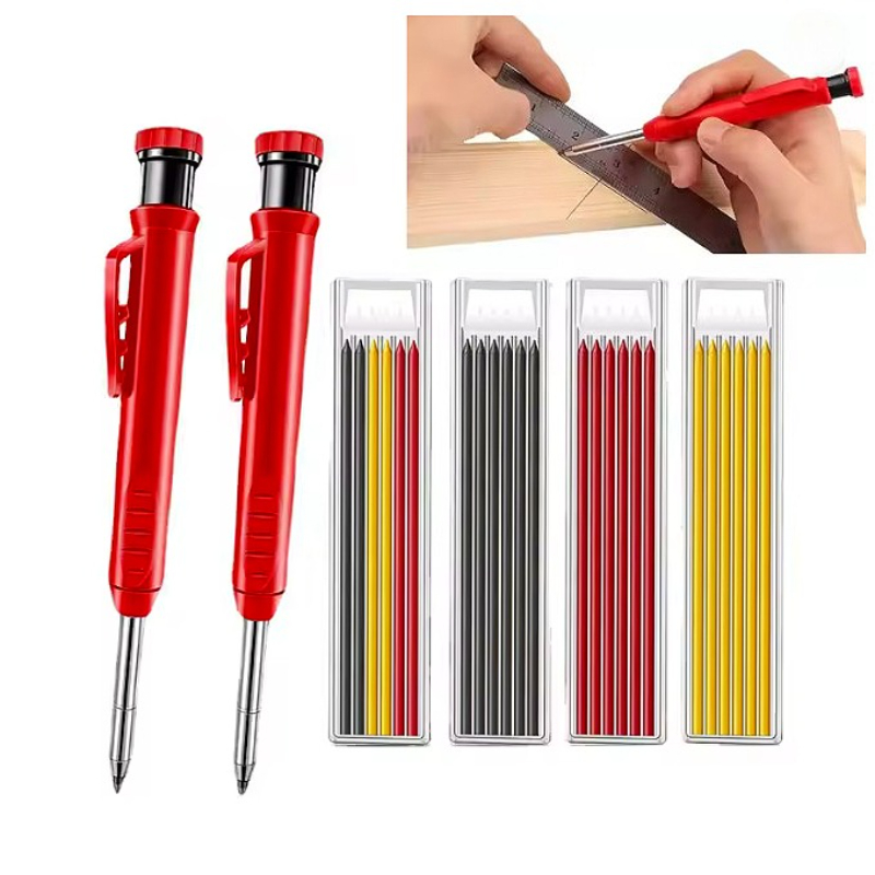 Staedtler Pencil Lumocolor - Solides Zimmermannsbleistift-Set, Holzbearbeitungswerkzeuge, mechanisch, 3-Farben-Nachfüllung, Baujob,