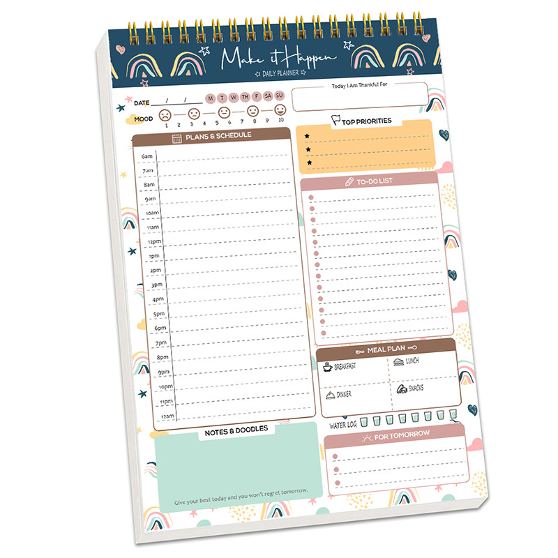 Office Stationery Supply List - Planer, Agenda, Spiral-Notizbuch, A5, Zeitpläne, Tagesplan,
