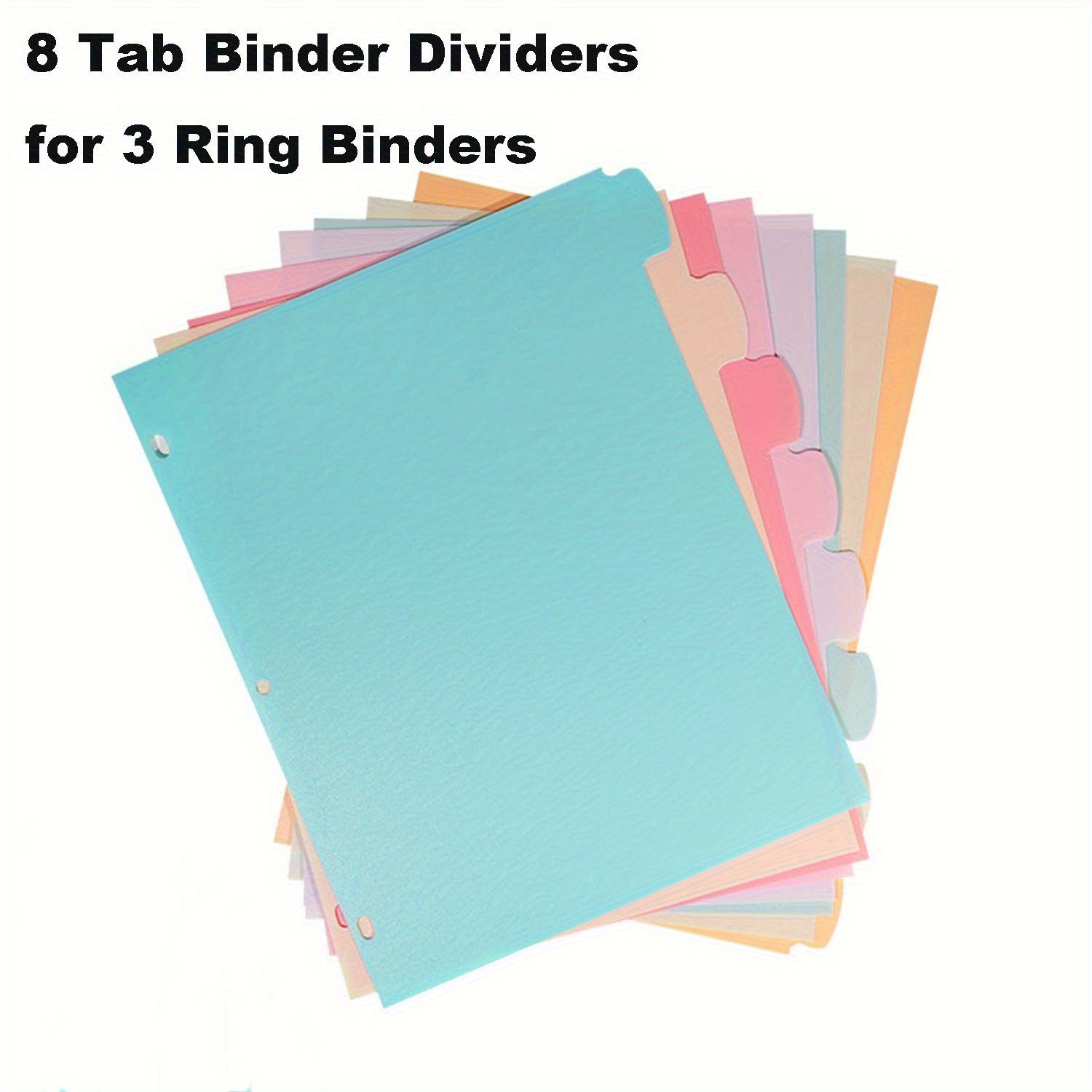 Paper Punch 3 Hole - 8 Registerblätter für 3-Ring-Ordner, mehrfarbige Registerblätter,
