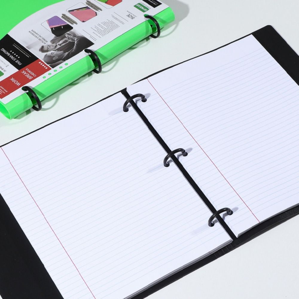 Paper Punch 3 Hole - 3-Ring-Loseblatt-Aktenordner, verdickter, abnehmbarer Notizbuchordner, tragbar, wasserdicht,