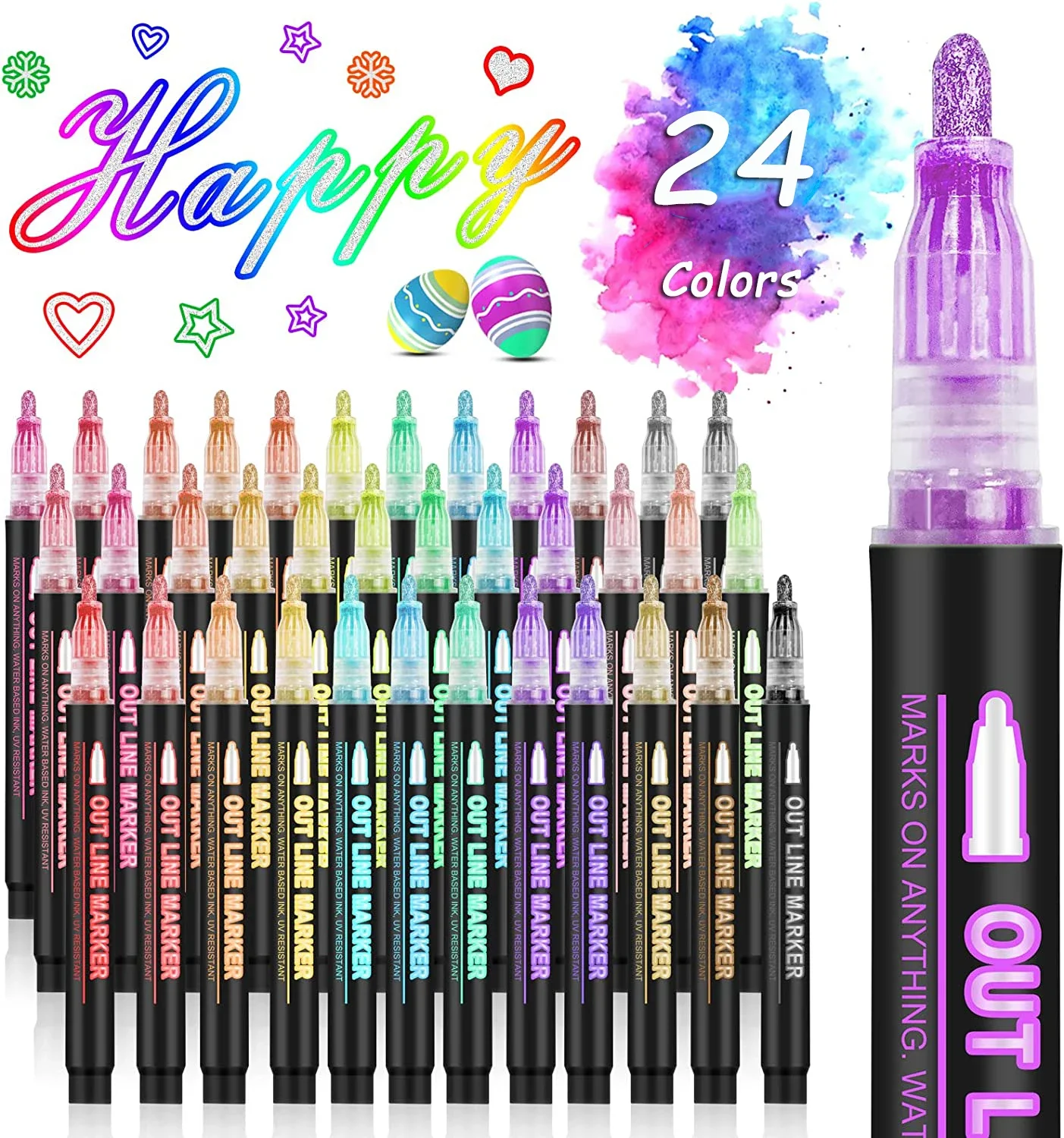 36-Farben-Doppellinien-Umriss- – Highlighter Set Pastel Bewertung und Preis